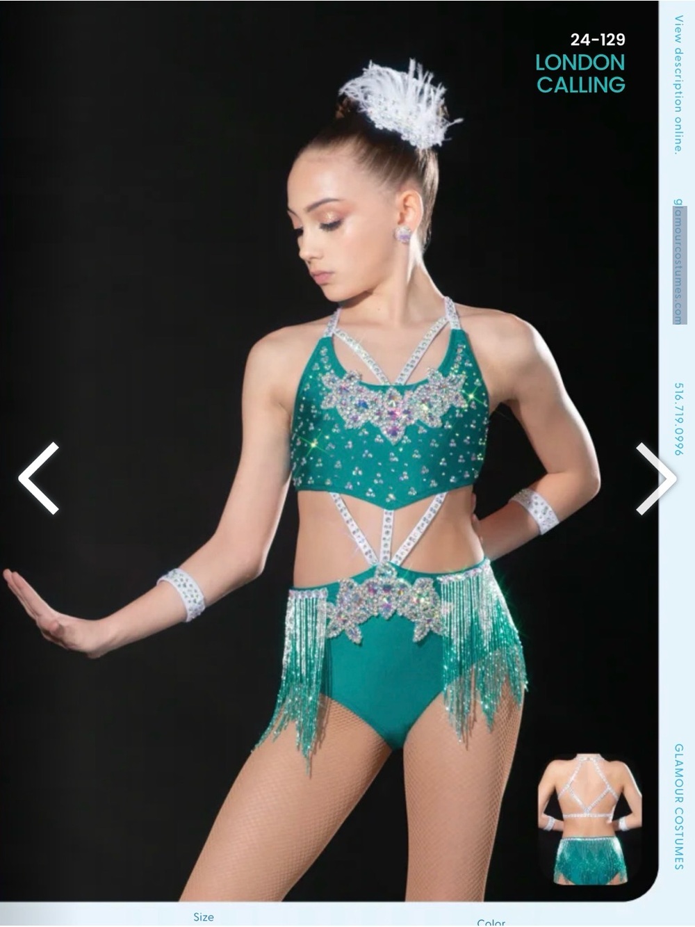 Glamour Teal and Silver Fringe Dance Costume